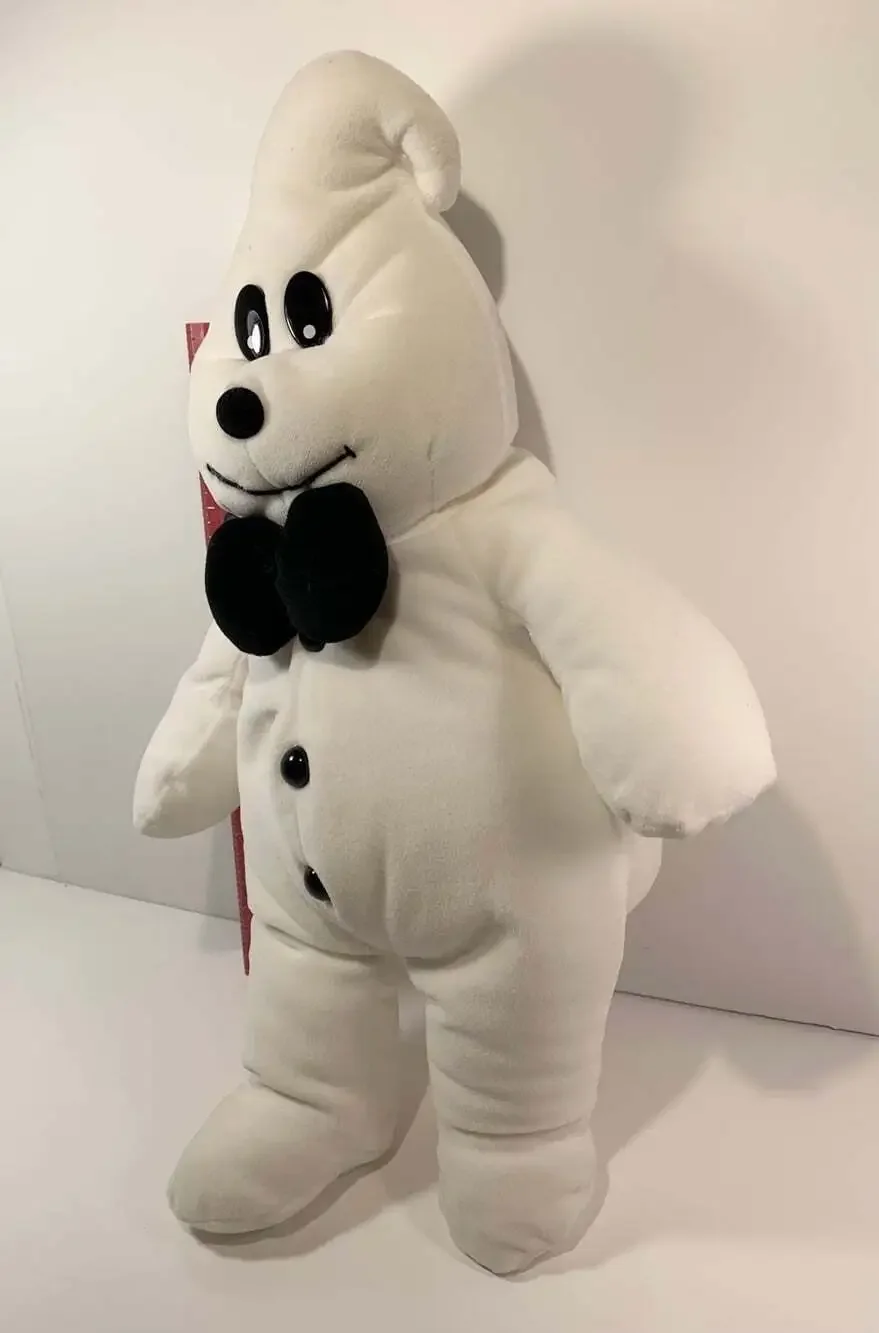 Smiling Ghost Halloween Plush 17” Black bow tie and plastic buttons and eyes